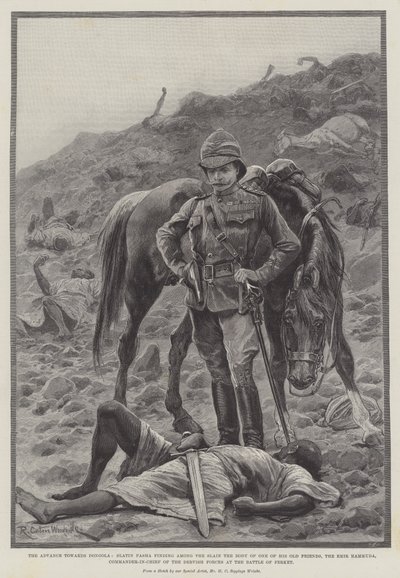 The Advance towards Dongola, Slain Pasha finding among the Slain the Body of one of his Old Friends, the Emir Hammuda, Commander-in-Chief of the Dervish Forces at the Battle of Ferket by Richard Caton Woodville junior